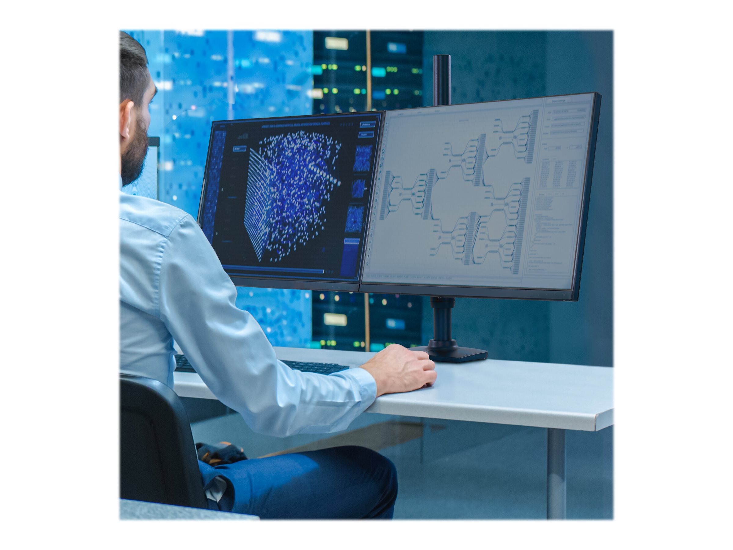 Ergotron LX Dual Monitor Arm Tischhalterung für 2 Monitore bis 40" VESA 75x75/100x100 mm Mattschwarz