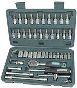 BRÜDER MANNESMANN Steckschlüssel-Satz 1/4", 46-teilig in einer Kunststoffkassette , 6,3 mm (M2040-SL)