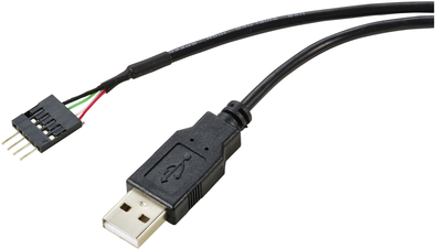 Renkforce USB-Kabel USB 2.0 Pfostenstecker 4pol., USB-A Stecker 0.40 m Schwarz Geflechtschirm RF-5719750 (RF-5719750)