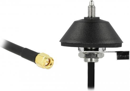 Delock LTE Antenne SMA Stecker 5 - 7 dBi omnidirektional starr mit Montagefuß und Anschlusskabel RG-58 3 m outdoor schwarz (12582)