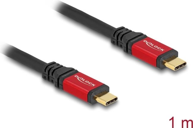 Delock USB 2.0 Kabel USB Type-C™ Stecker zu Stecker PD 3.1 240 W E-Marker 1 m rot Metall (80050)