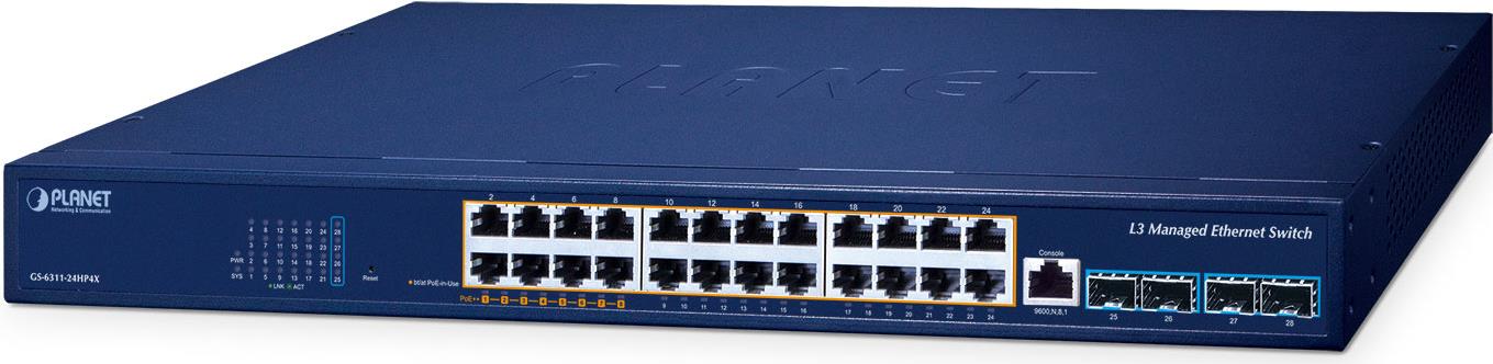 PLANET GS-6311-24HP4X Netzwerk-Switch Managed L3 Gigabit Ethernet (10/100/1000) Power over Ethernet (PoE) (GS-6311-24HP4X)