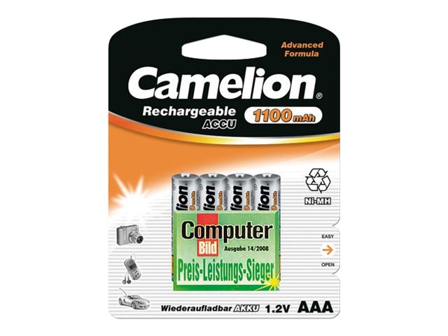 Camelion NH-AAA1100BP4 NiMH Akku AAA 1100 mAh 4er Set Silber