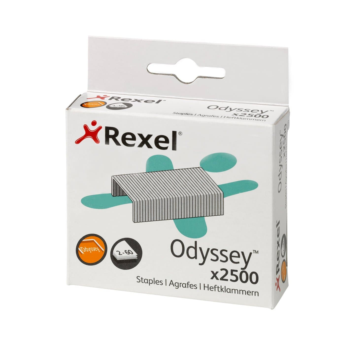 REXEL Odyssey Heftklammern für Blockheftgerät, verzinkter Stahl, 2.500 Stück, Silber