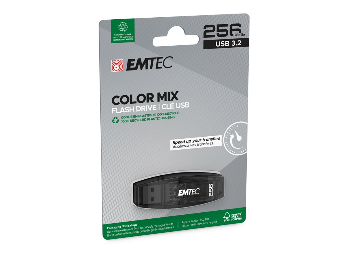 Emtec Color Mix C410 256 GB USB-Flash-Laufwerk Schwarz