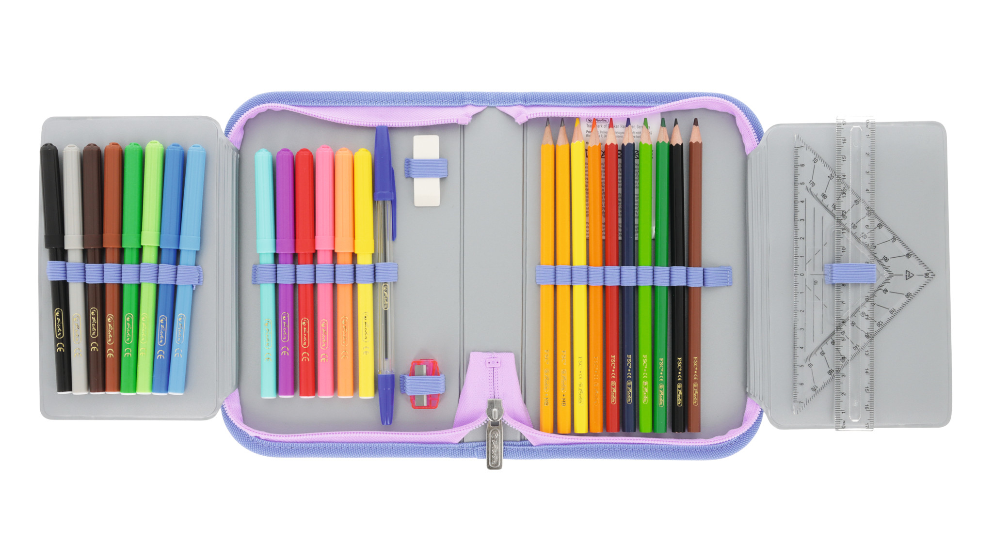 Herlitz Mystic Mermaid Federmäppchen, 31-teilig, Blau, Pink