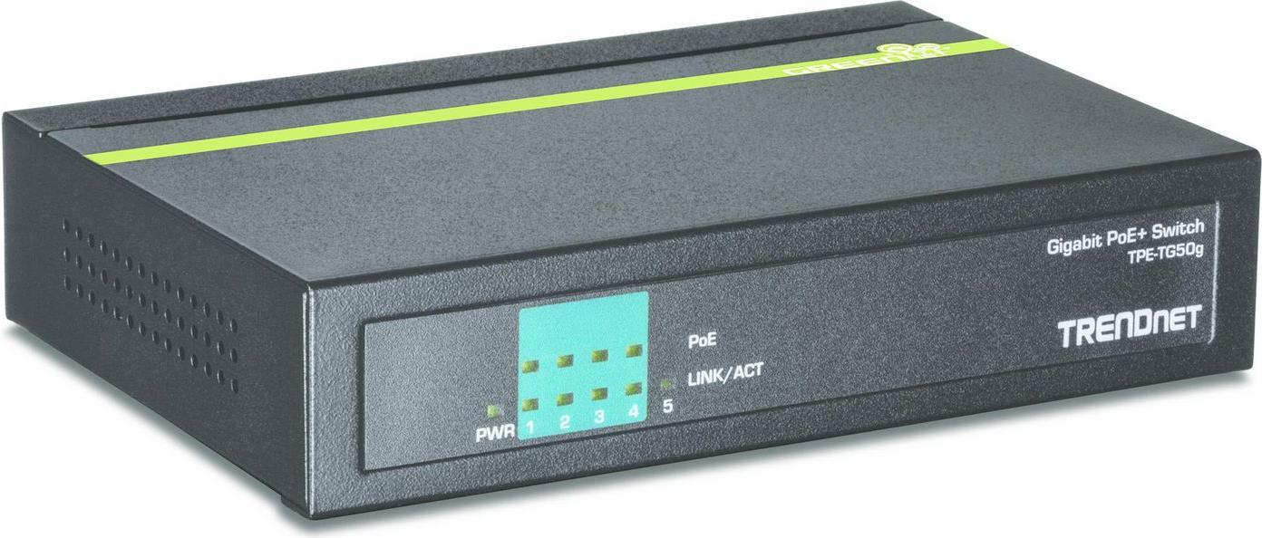TRENDnet TPE-TG50G 5-Port Gigabit PoE+ Switch Schwarz