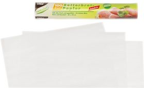 PAPSTAR Butterbrotpapier (B)250 x (L)300 mm, weiß aus Pergament-Ersatz, fettabweisend, aromaschützend, - 1 Stück (14300)