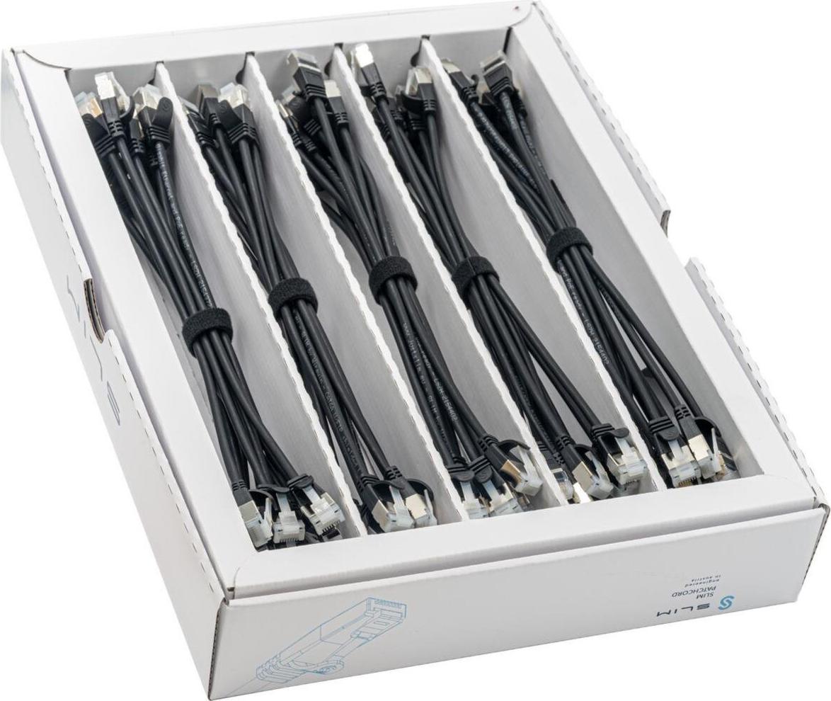 SLIM KAT6A 10 Gigabit Lightpatchkabel, 0,15m, U/FTP, Ø 3,8mm, schwarz, 50-Pack KAT6A LIGHT geschirmt (SLIM-LS-K6A 0.15 BK 50)