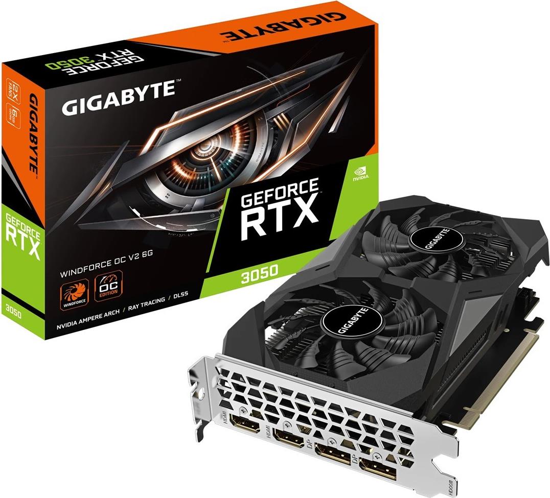 VGA Gigabyte GeForce® RTX 3050 6GB Windforce OC V2 (GV-N3050WF2OCV2-6GD)