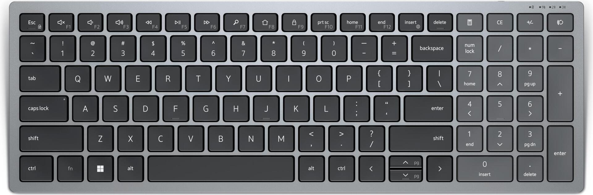 DELL KB740 Tastatur RF Wireless + Bluetooth QWERTY Nordisch Grau - Schwarz (KB740-GY-R-NOR)