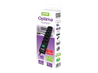 Ever OPTIMA Überspannungsschutz 6-fach 250 V 175 J 1,5 m Schwarz