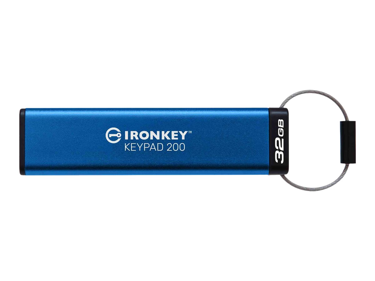 Kingston IronKey Keypad 200 Hardware-verschlüsselter USB-Stick 32 GB USB 3.2 Gen 1 Blau