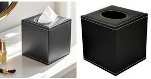 deflecto Kosmetiktuch-Spenderbox, quadratisch, schwarz aus Kunstleder, stilvolles und funktionales Design, - 1 Stück (DEFTISSQU)