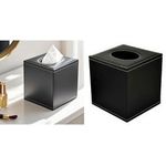 deflecto Kosmetiktuch-Spenderbox, quadratisch, schwarz aus Kunstleder, stilvolles und funktionales Design, - 1 Stück (DEFTISSQU)