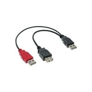 InLine® USB 2.0 Y-Anschlusskabel, 2x Stecker A an Buchse A, 0,2m (34510Z)