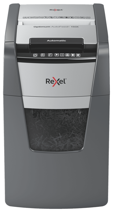 Rexel Optimum AutoFeed+ 150X Kreuzschnitt Aktenvernichter Schwarz, Grau