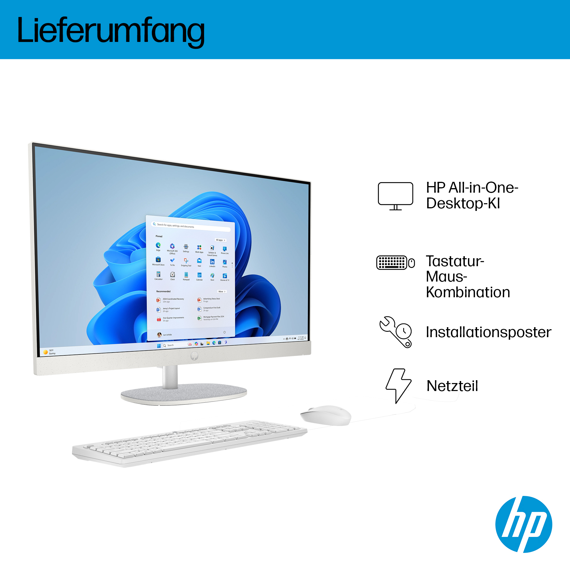 HP AI 27-cr2275ng 27" All-in-One PC Intel Core Ultra 7 255U 16 GB RAM 512 GB SSD Shell White