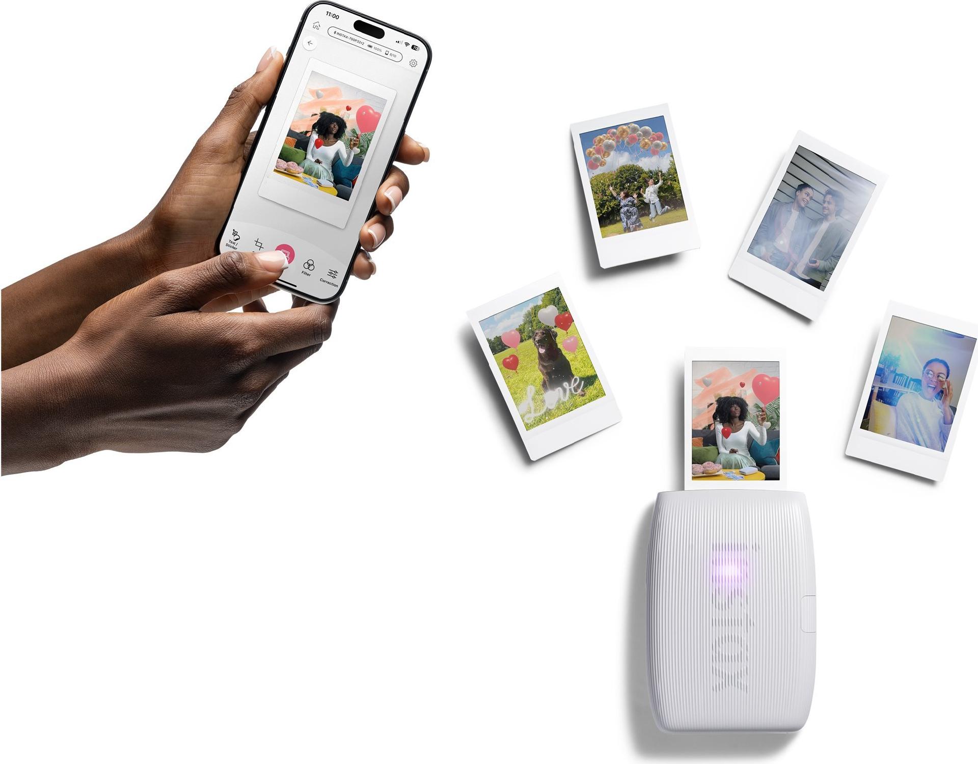 Fujifilm instax mini Link 3 Mobiler Fotodrucker LED 318 dpi Bluetooth 5.1 Clay White
