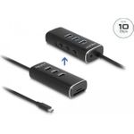 DeLOCK 3 Port USB 10 Gbps Hub inklusive SD und Micro SD Card Reader mit USB Type-C™ Anschluss 60 cm Kabel und Schalter für jeden Port (64234)