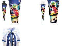 ROTH Schultüte "Kart Race", rund, 700 mm, Folie Filzverschluss, mit Folie, mit stabiler ROTH-Spitze - 1 Stück (677553)