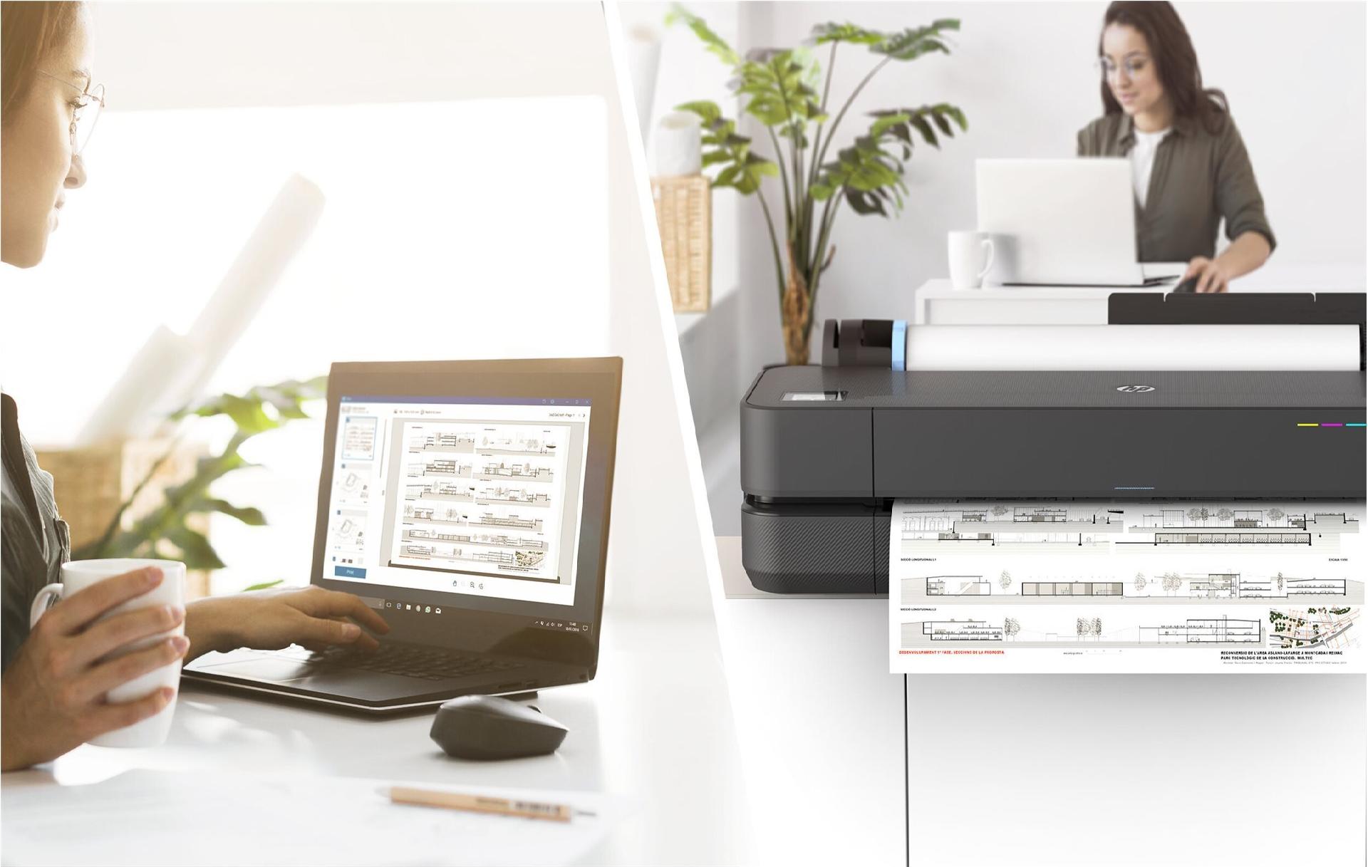 HP DesignJet T230 24" Großformatdrucker Tintenstrahl Farbe 2400 x 1200 dpi LAN WLAN Schwarz/Grau