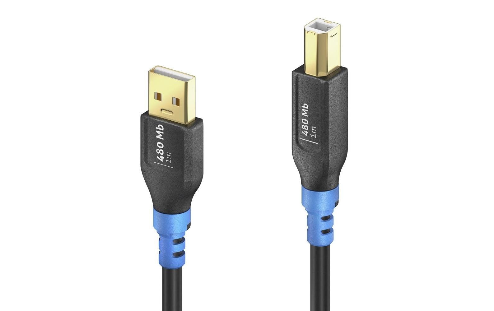 PureLink FlexInstall USB-A auf USB-B Kabel USB 2.0 0,3 m Schwarz