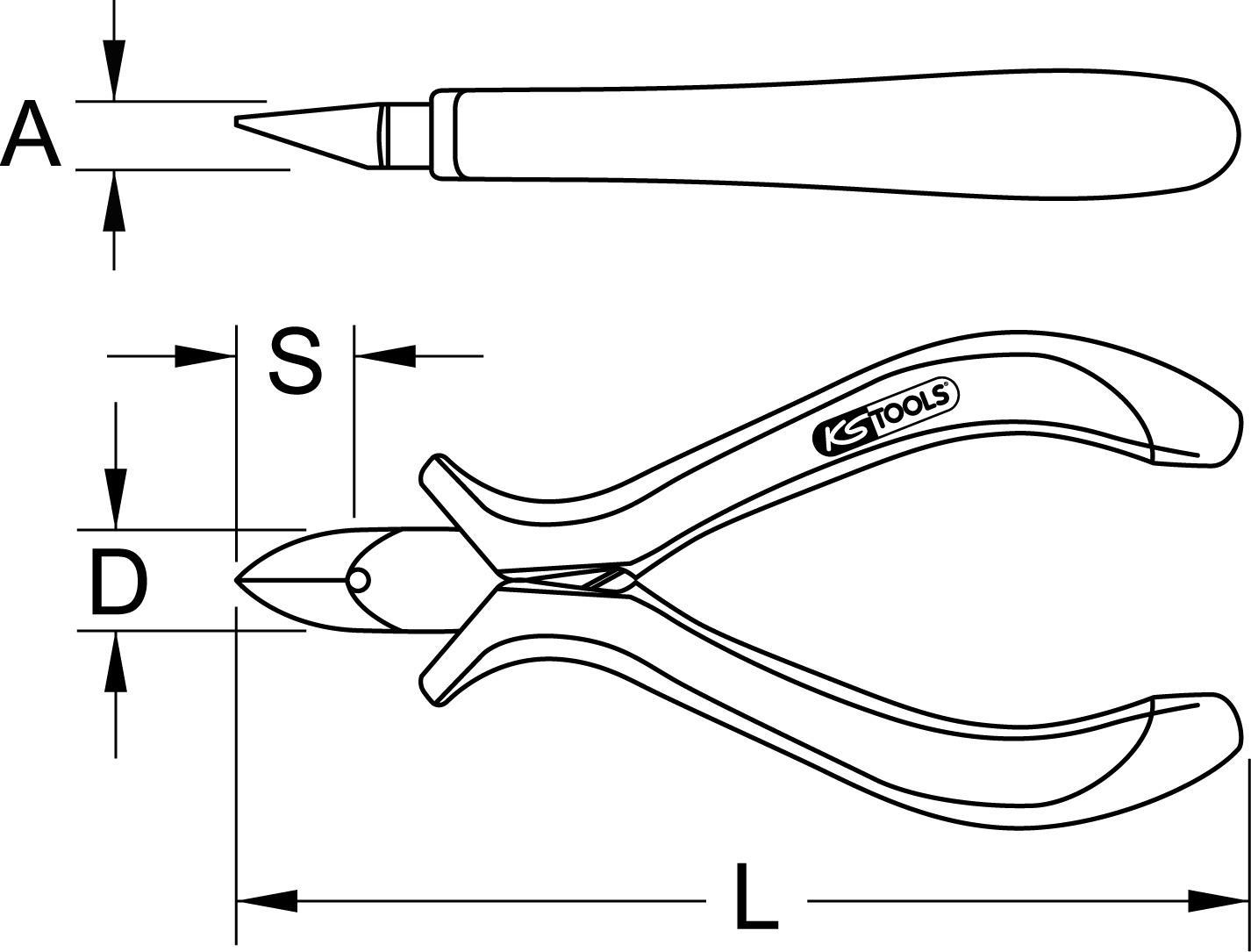 KS TOOLS Feinmechanik-Diagonal-Seitenschneider, 120mm (500.7024)