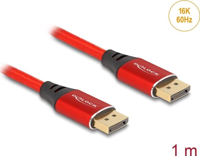 Delock DisplayPort Kabel 16K 60 Hz 1 m rot Metall (80631)