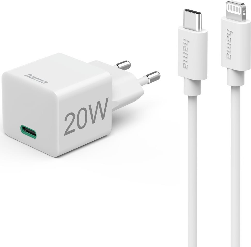 Hama Netzteil mini-charger, with Lightning charging cable, 1m (00086403)