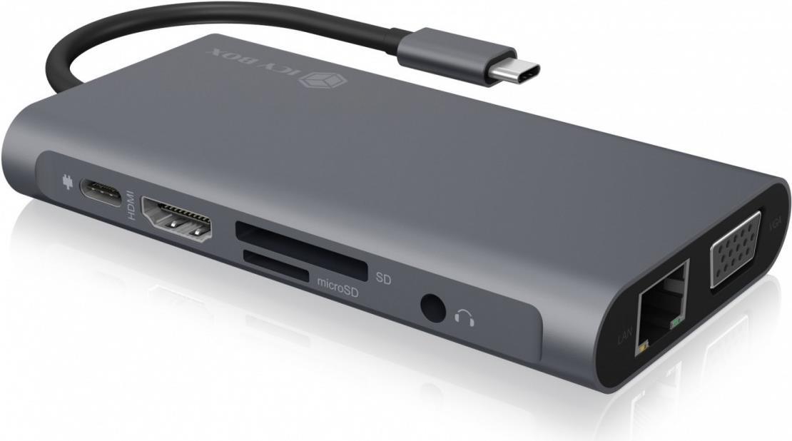 ICY BOX IB-DK4040-CPD Dockingstation USB-C Schwarz, Anthrazit