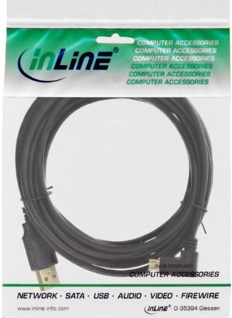 InLine® Micro-USB 2.0 Kabel, USB-A Stecker an Micro-B Stecker gewinkelt, vergoldete Kontakte, 2m (31720T)