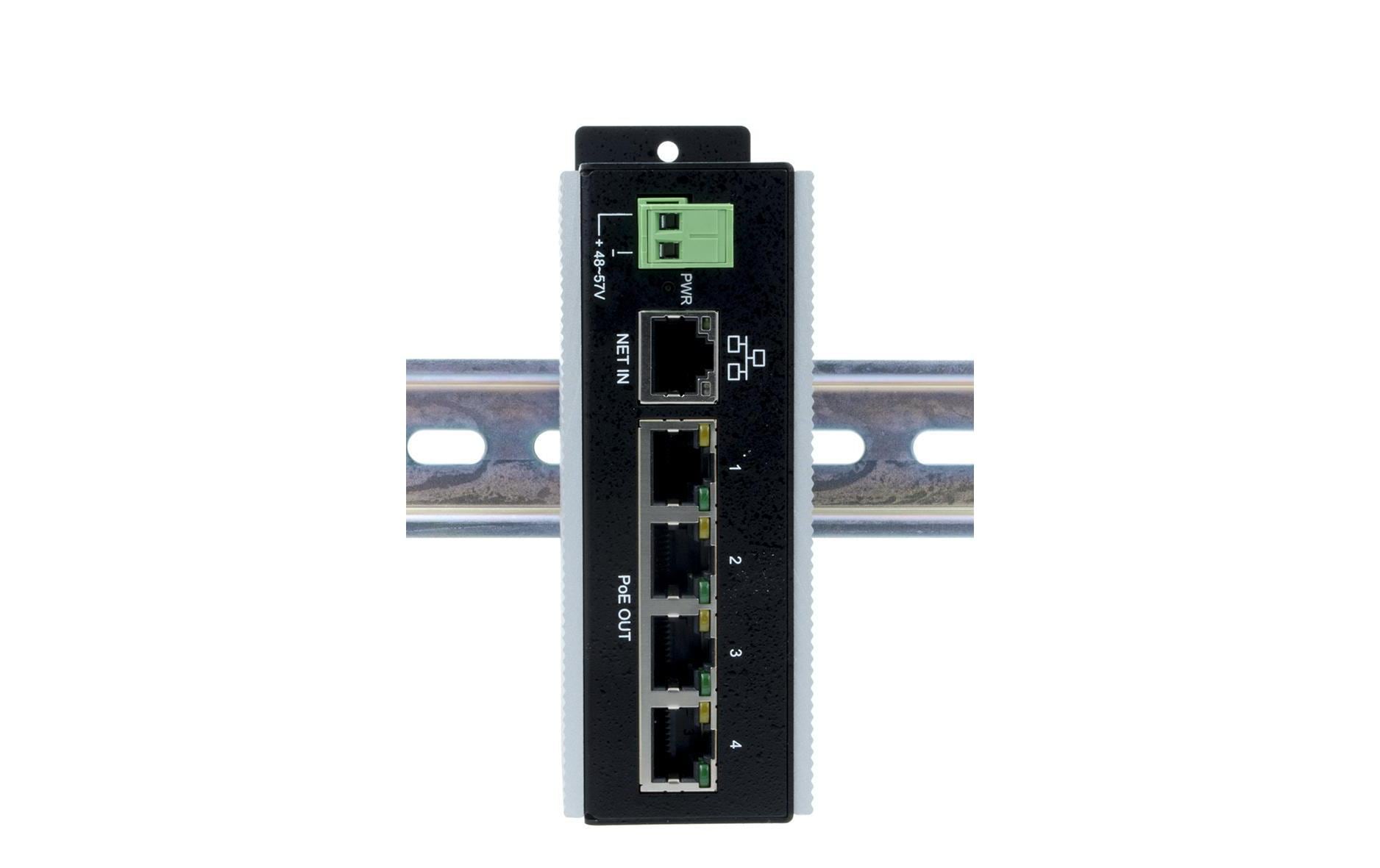 Exsys EX-6100PoE Gigabit Ethernet Switch 5 Ports mit 4x PoE Schwarz, Grau