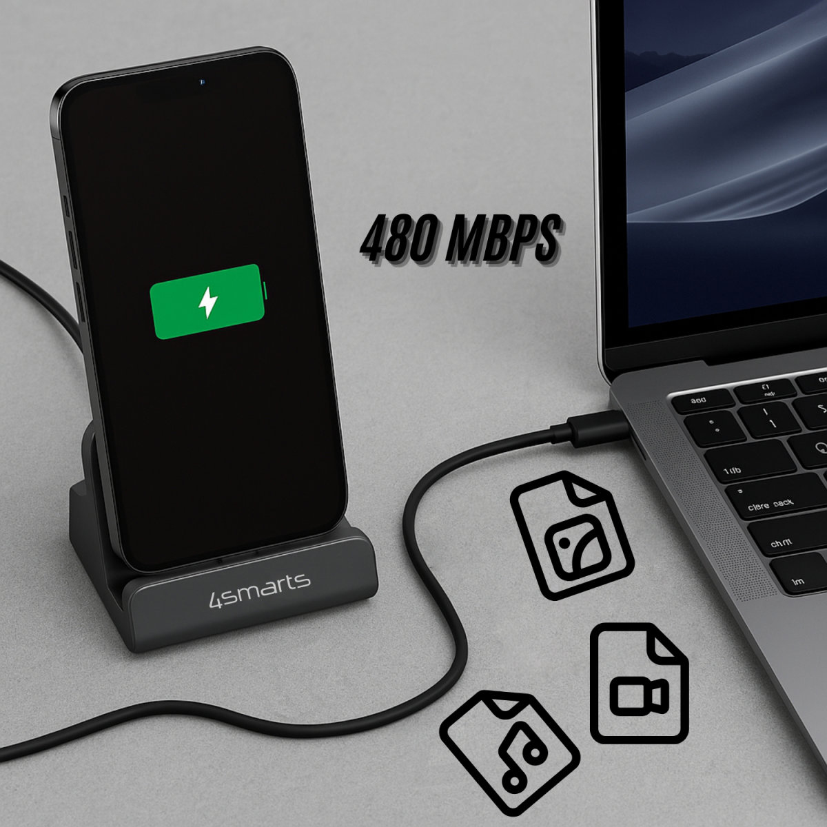 4smarts VoltDock USB-C 60W Ladestation Grau