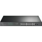 TP-Link JetStream TL-SG1218MP - V1 - Switch - 16 x 10/100/1000 (PoE+) + 2 x 10/100/1000 + 2 x Kombi-Gigabit-SFP - an Rack montierbar - PoE+ (250 W)