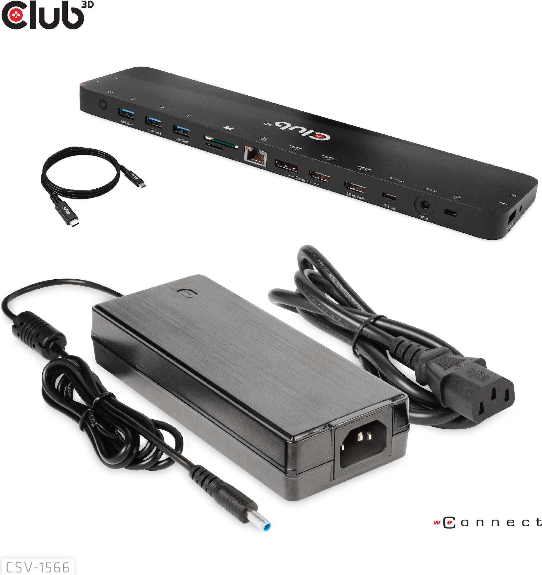 Club 3D CSV-1566 USB-C Dockingstation Triple Display 120W Schwarz