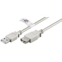 Wentronic Goobay USB 2.0 Hi-Speed Verlängerungskabel mit USB Zertifikat, Grau, 1.8 m - USB 2.0-Stecker (Typ A) > USB 2.0-Buchse (Typ A) (69914)