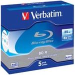 1x5 Verbatim BD-R Blu-Ray 25GB 6x Speed Jewel Case (43715)