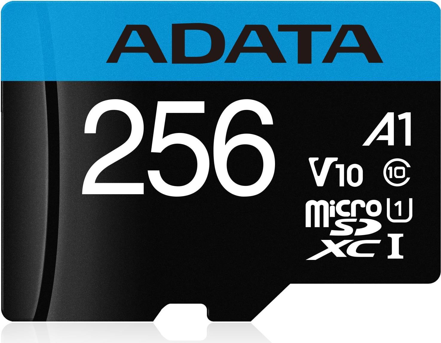 ADATA Premier Flash Speicherkarte (microSDXC an SD Adapter inbegriffen) 256 GB Video Class V10 UHS I U1 Class10 microSDXC UHS I  - Onlineshop JACOB Elektronik