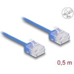 Delock RJ45 Netzwerkkabel Cat.6 UTP Ultra Slim 0.5 m blau mit kurzen Steckern (80779)