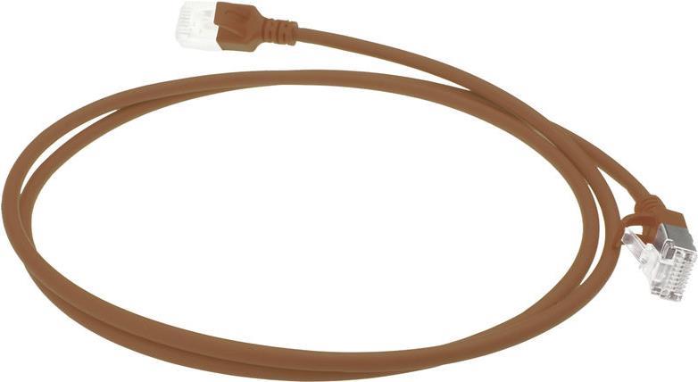 ACT Brown 1 meter LSZH U/FTP CAT6A datacenter slimline patch cable snagless with RJ45 connectors (DC7201)