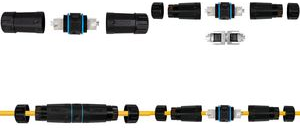 LogiLink Outdoor Kabel-Verbinder, Kat.6A/7/7A/8, schwarz werkzeugloser LSA-Anschluss, für Outdoor- & Industrieeinsatz - 1 Stück (NP0087)
