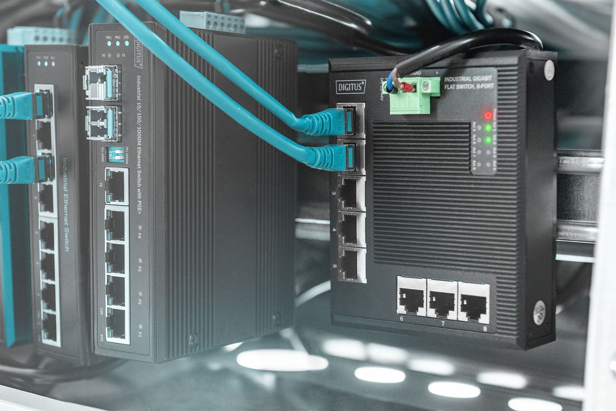 Digitus DIGITUS DN-651127 8-Port Gigabit Industrial Flat Switch Schwarz