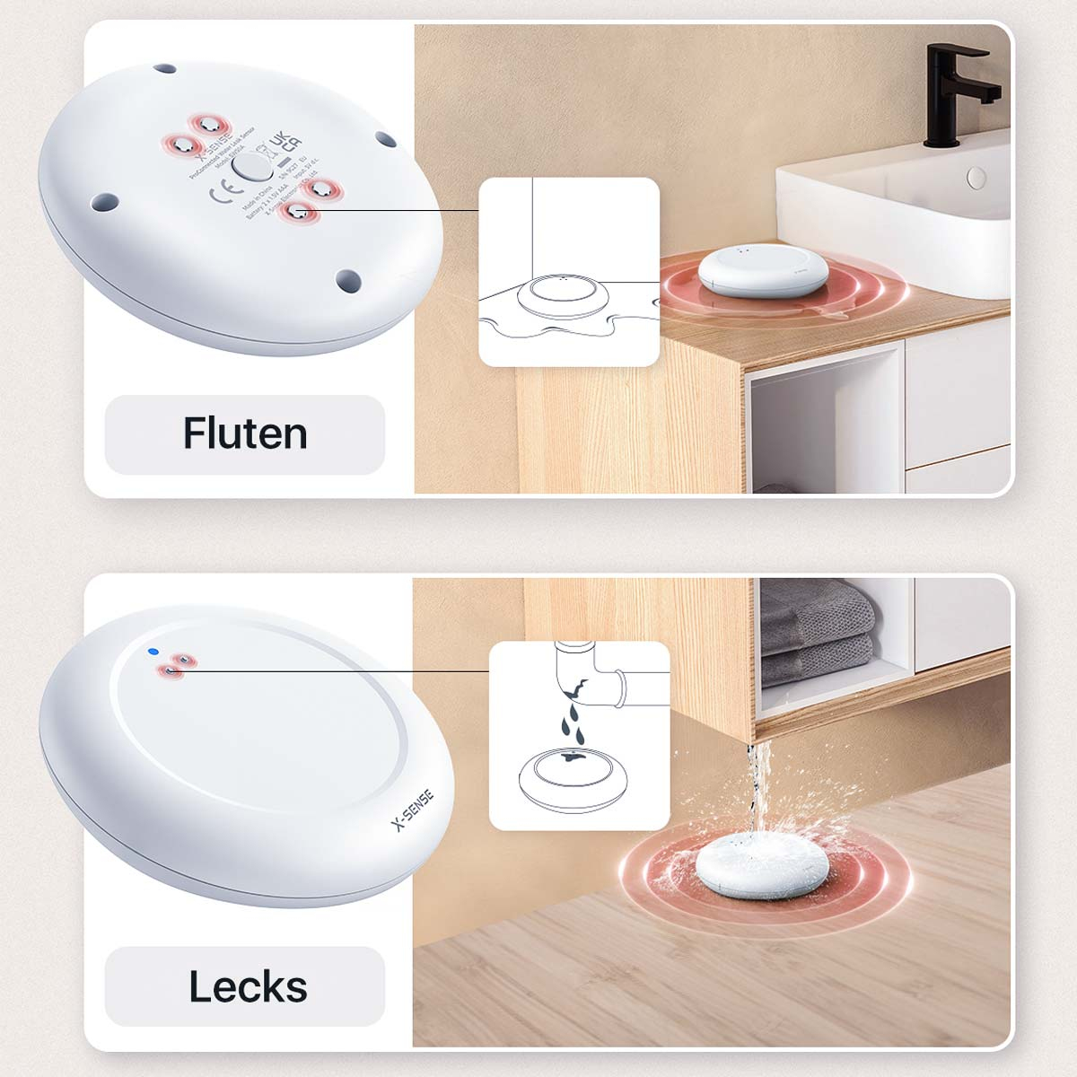 X-Sense Wassermelder Set SWS0A41 WLAN Weiß