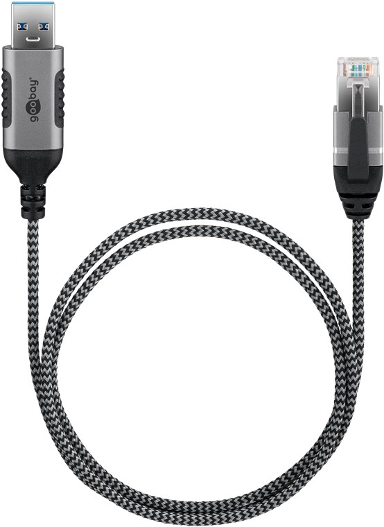 Goobay Ethernet-Kabel USB-A 3.0 auf RJ45 Slim 1,5 m Schwarz, Silber