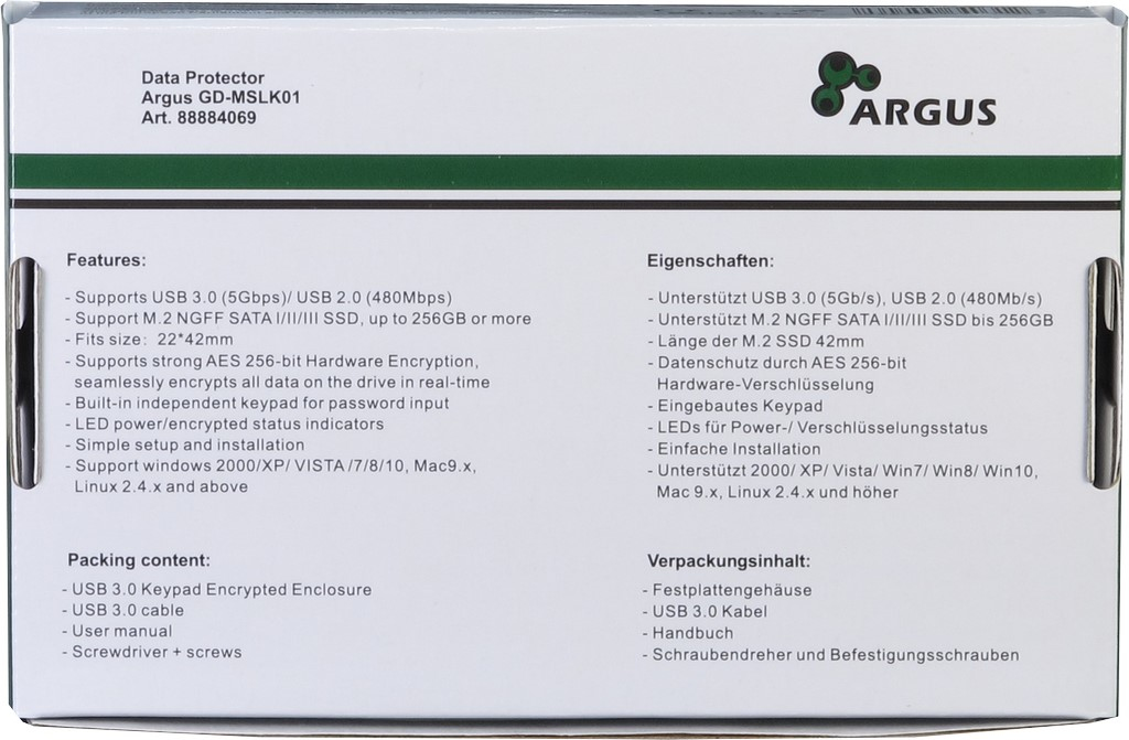 Inter-Tech Argus GD-MSLK01 M.2 USB 3.0 Schwarz