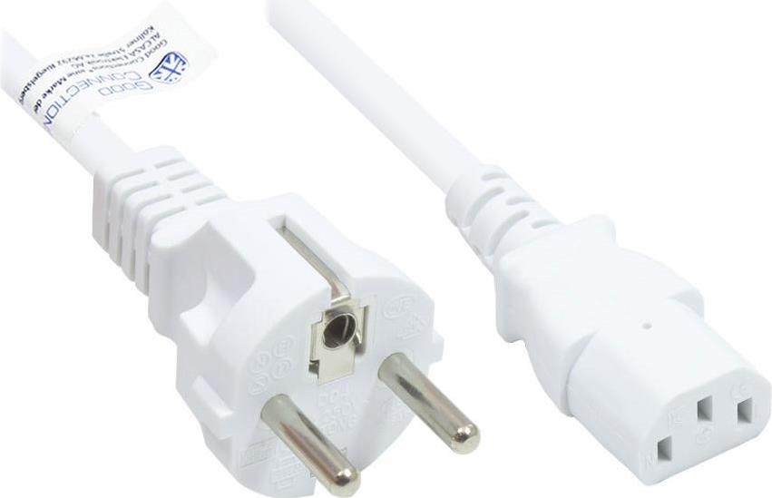 GOOD CONNECTIONS Netzkabel Schutzkontakt-Stecker Typ E+F (CEE 7/7, gerade) an C13 (gerade), weiß