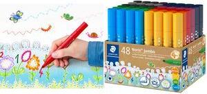 STAEDTLER Fasermaler Noris jumbo, 48er Köcher Minenstärke: 3,0 mm, dreieckig, leicht auswaschbar, Kappe - 1 Stück (328-B KP48)