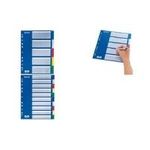 LEITZ Kunststoff-Register, blanko, A4, 10-teilig, farbig multicolor, PP, 0,12 mm, Eurolochung, mit blauem beschrift- (1256-60-00)