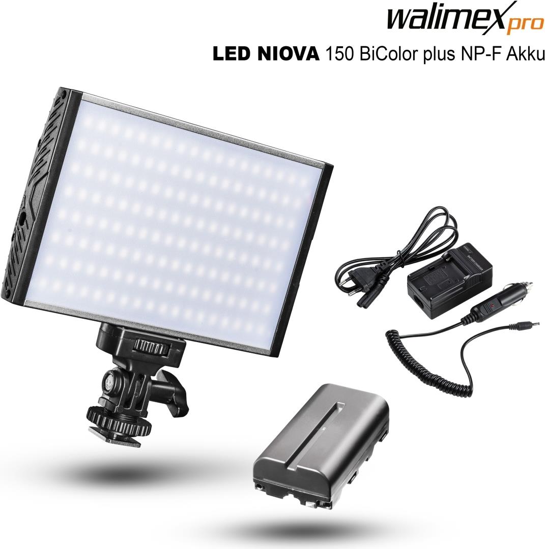 Walimex pro LED Niova 150 BiColor 15W plus 1x NP-F Akku (22970)